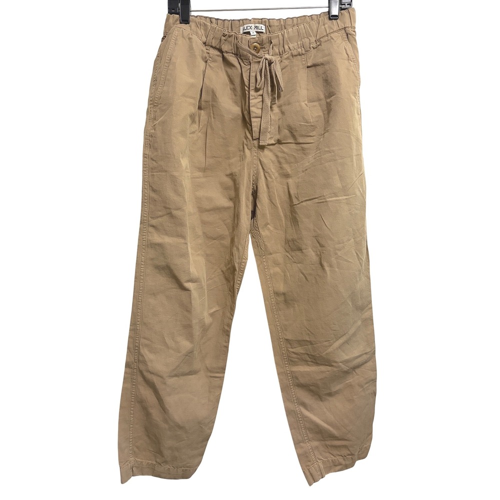 Alex Mill Expedition Khaki Tan Cotton Linen Blend Pull On Pants Tan Pleated M